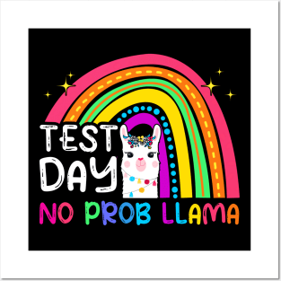 Rainbow Test Day No Prob-Llama Alpaca Lovers Teacher Student Posters and Art